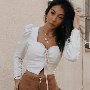 LOOKING/ISO: L'Academie The Duffy Blouse in bone in size. XSmall or Small